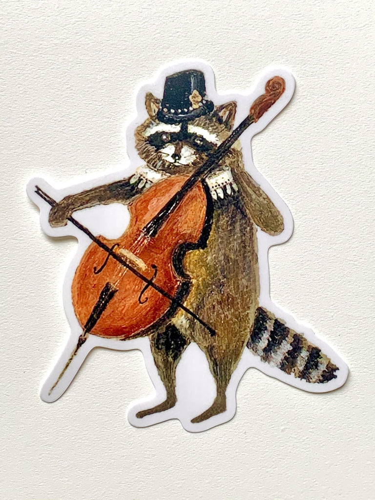 Raccoon Cellist Sticker - The Regal Find