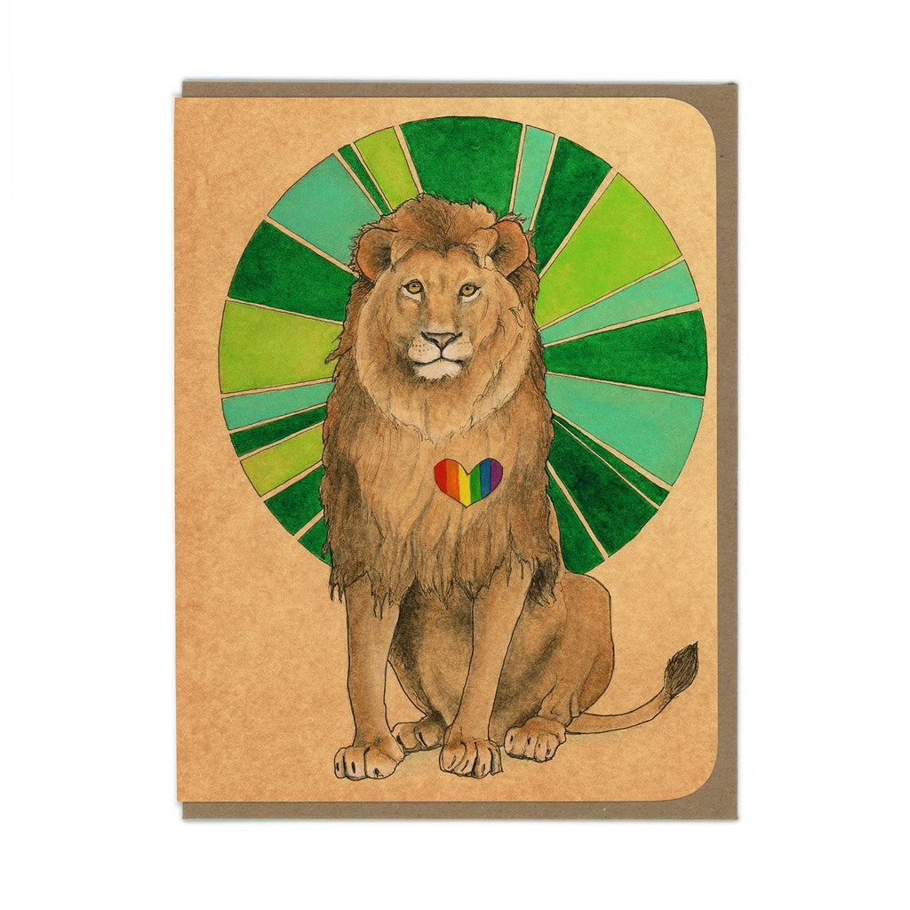 Rainbow Lion Heart - Blank Card - The Regal Find