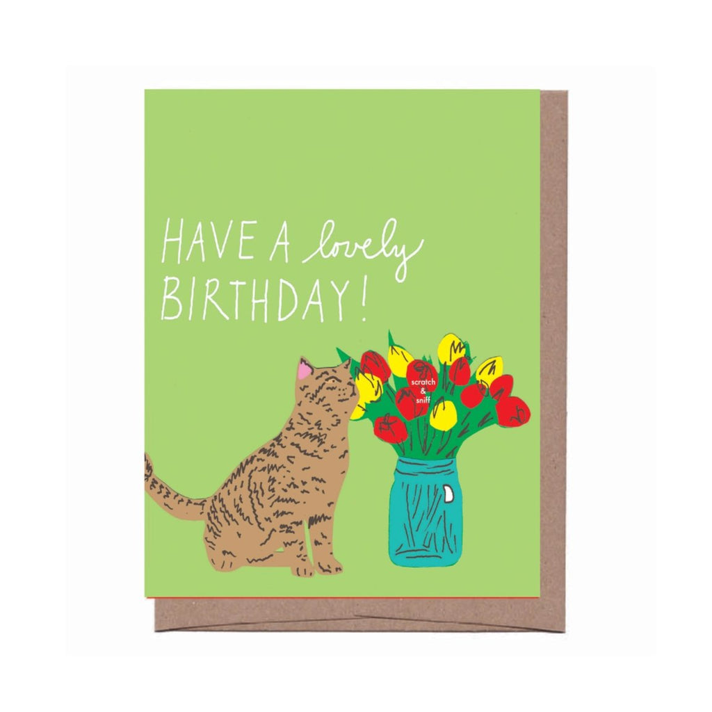 Scratch & Sniff Flower Cat Birthday Card - The Regal Find