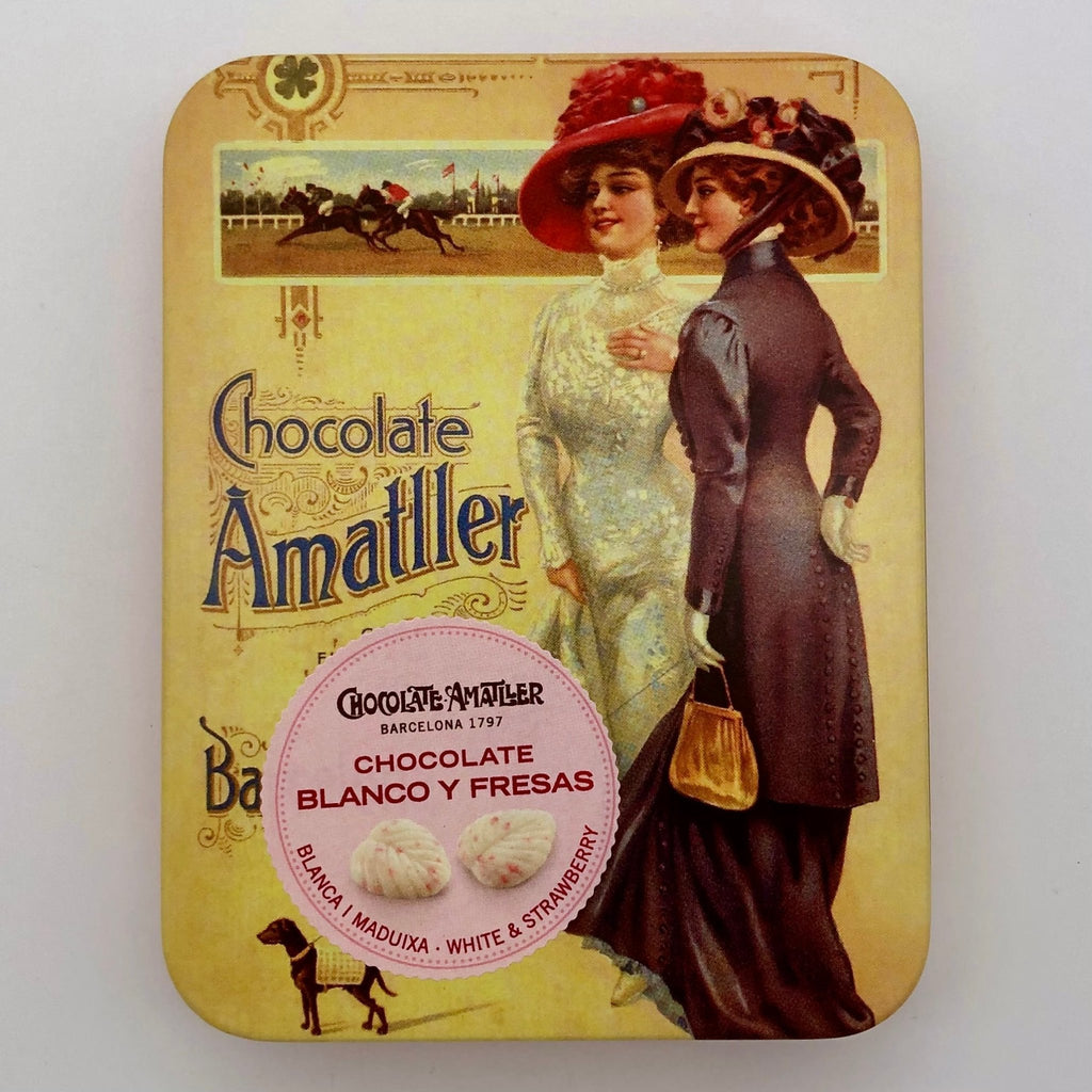 Simon Coll Amatller White Chocolate w/Strawberry Leaves Tin - The Regal Find