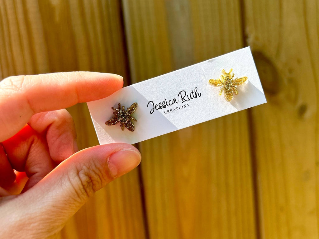 Sparkly Gold Bee Stud Earrings - The Regal Find