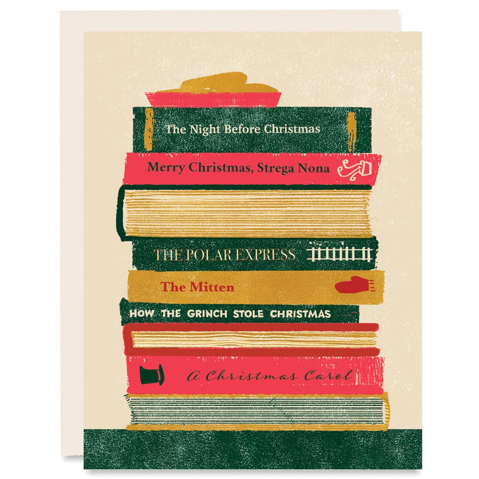 Stack of Christmas Books Holiday Card Boxed Set of Six - The Regal Find