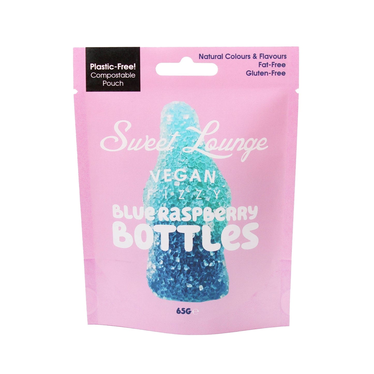 Vegan Fizzy Blue Raspberry Bottles (Plastic-free) 65g - The Regal Find