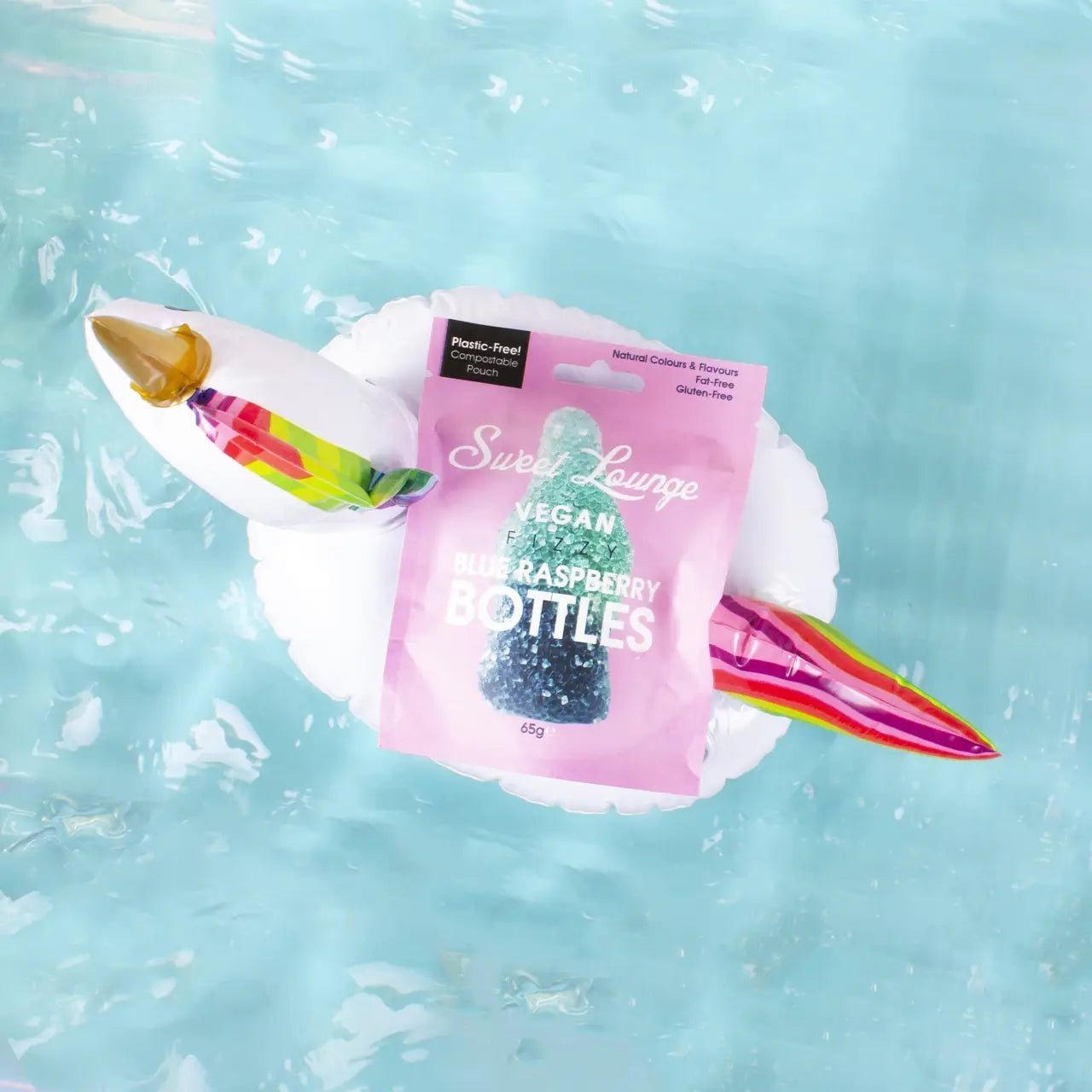 Vegan Fizzy Blue Raspberry Bottles (Plastic-free) 65g - The Regal Find