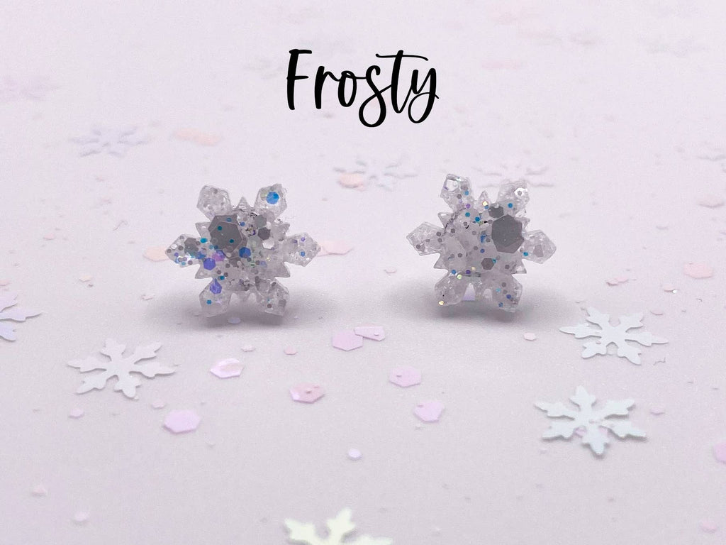Winter Holiday Sparkly Snowflake Stud Earrings: Diamond Snow - The Regal Find