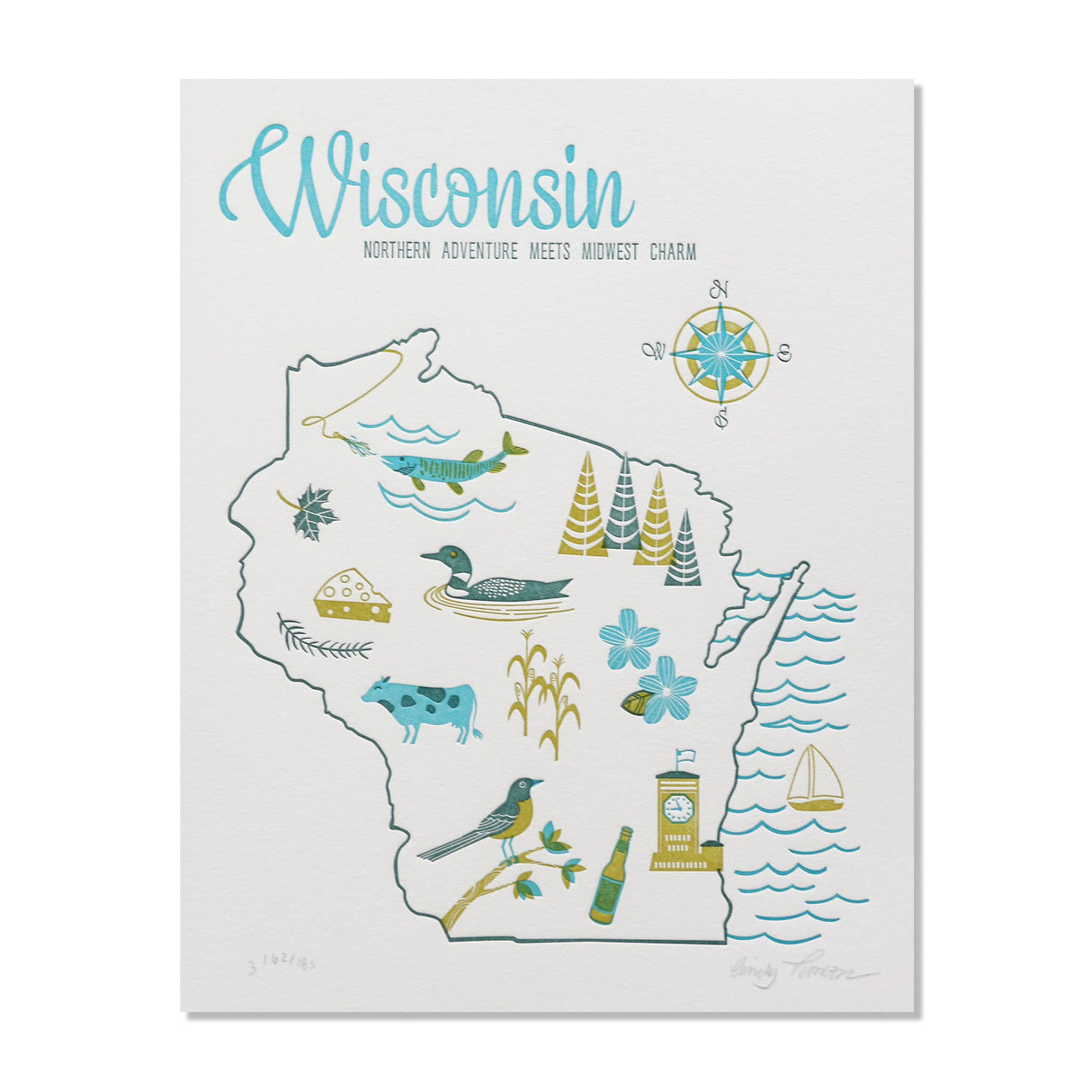 Wisconsin State Letterpress Print - The Regal Find