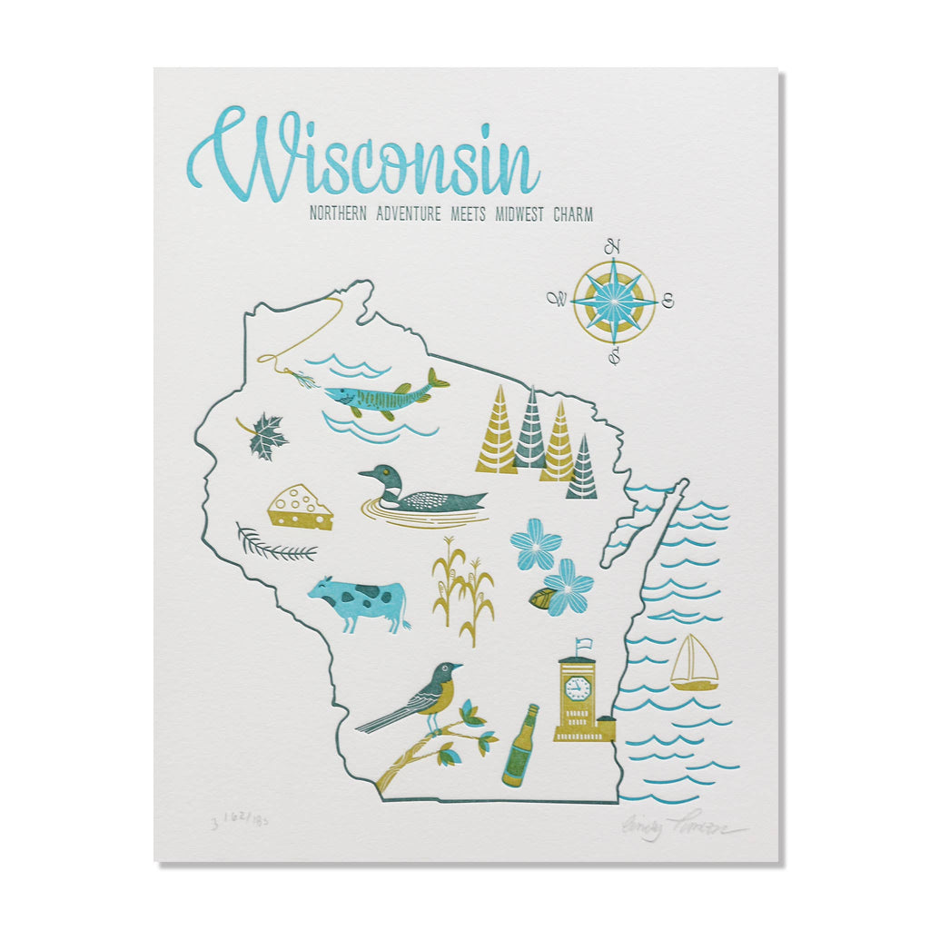 Wisconsin State Letterpress Print - The Regal Find