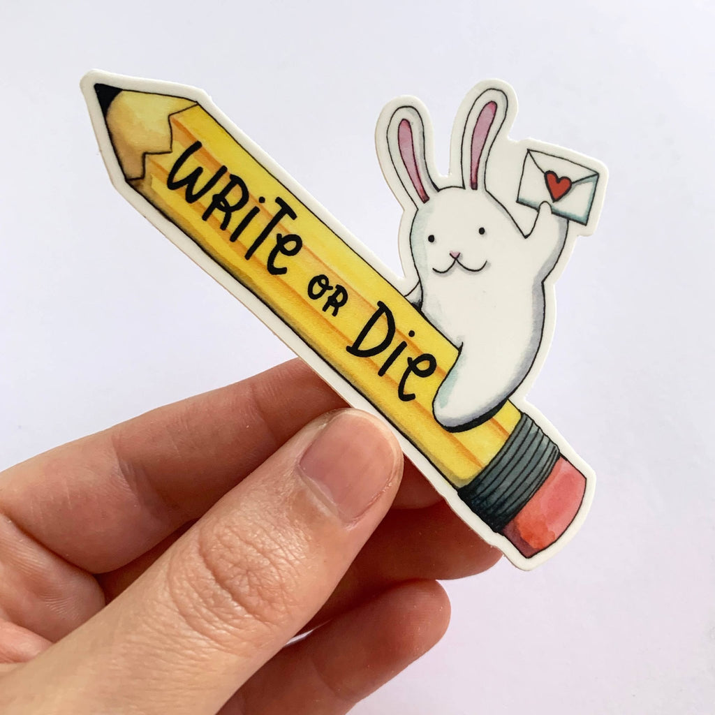 Write Or Die Bunny Sticker - The Regal Find