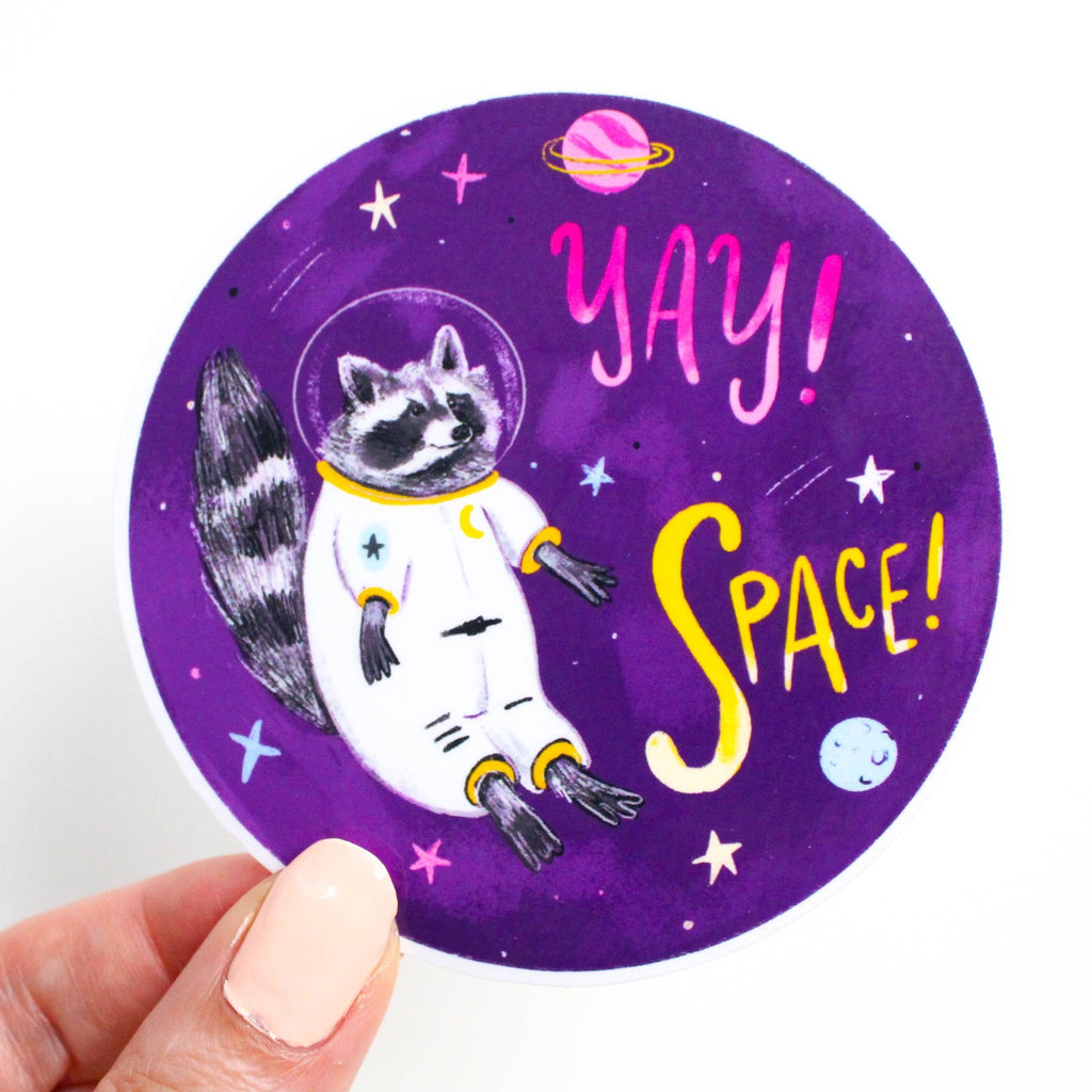 Yay! Space! Raccoon Vinyl Sticker - The Regal Find